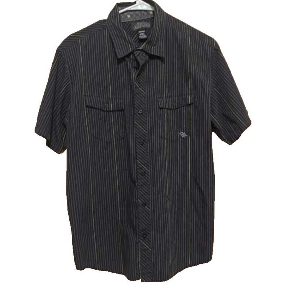 Hart and Huntington Boys Black Short Sleeved‎ Striped Dress shirt Size 12.